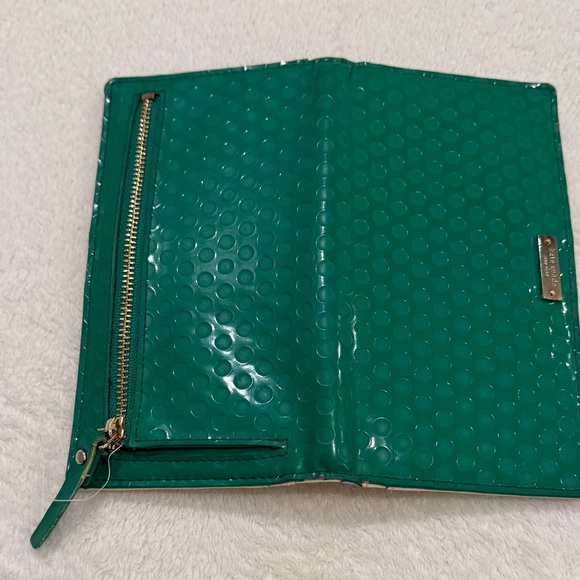 Kate Spade New York Leather Wallet Women’s Zip Around Card Holder Emerald Green - Picture 4 of 14
